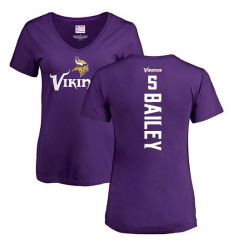 NFL Women's Nike Minnesota Vikings #5 Dan Bailey Purple Backer Slim Fit T-Shirt