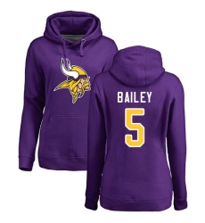 NFL Women's Nike Minnesota Vikings #5 Dan Bailey Purple Name & Number Logo Pullover Hoodie
