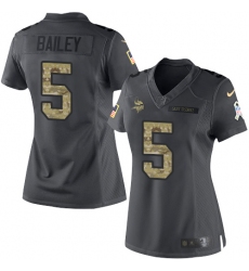 Women's Nike Minnesota Vikings #5 Dan Bailey Limited Black 2016 Salute to Service NFL Jersey