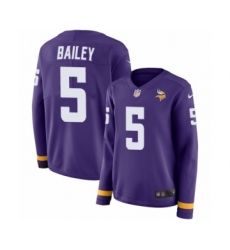 Women's Nike Minnesota Vikings #5 Dan Bailey Limited Purple Therma Long Sleeve NFL Jersey