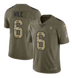 Men's Nike Minnesota Vikings #6 Matt Wile Limited Olive Camo 2017 Salute to Service NFL Jer