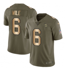 Men's Nike Minnesota Vikings #6 Matt Wile Limited Olive Gold 2017 Salute to Service NFL Jersey