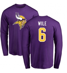 NFL Nike Minnesota Vikings #6 Matt Wile Purple Name & Number Logo Long Sleeve T-Shirt