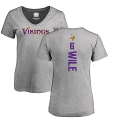 NFL Women's Nike Minnesota Vikings #6 Matt Wile Ash Backer V-Neck T-Shirt