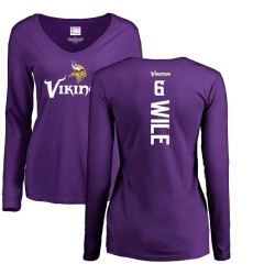 NFL Women's Nike Minnesota Vikings #6 Matt Wile Purple Backer Slim Fit Long Sleeve T-Shirt
