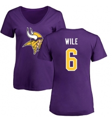 NFL Women's Nike Minnesota Vikings #6 Matt Wile Purple Name & Number Logo Slim Fit T-Shirt