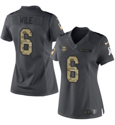 Women's Nike Minnesota Vikings #6 Matt Wile Limited Black 2016 Salute to Service NFL Jersey