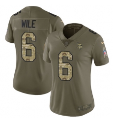 Women's Nike Minnesota Vikings #6 Matt Wile Limited Olive Camo 2017 Salute to Service NFL Jersey