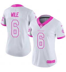 Women's Nike Minnesota Vikings #6 Matt Wile Limited White Pink Rush Fashion NFL Jersey
