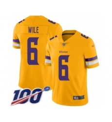 Youth Minnesota Vikings #6 Matt Wile Limited Gold Inverted Legend 100th Season Football Jersey
