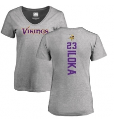 NFL Women's Nike Minnesota Vikings #23 George Iloka Ash Backer V-Neck T-Shirt
