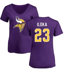 NFL Women's Nike Minnesota Vikings #23 George Iloka Purple Name & Number Logo Slim Fit T-Shirt