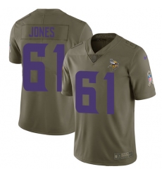 Men's Nike Minnesota Vikings #61 Brett Jones Limited Olive 2017 Salute to Service NFL Jersey