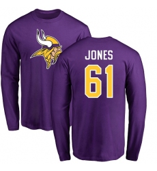 NFL Nike Minnesota Vikings #61 Brett Jones Purple Name & Number Logo Long Sleeve T-Shirt