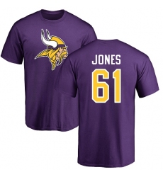 NFL Nike Minnesota Vikings #61 Brett Jones Purple Name & Number Logo T-Shirt