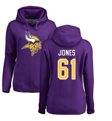 NFL Women's Nike Minnesota Vikings #61 Brett Jones Purple Name & Number Logo Pullover Hoodie