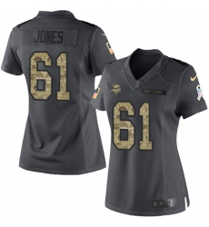 Women's Nike Minnesota Vikings #61 Brett Jones Limited Black 2016 Salute to Service NFL Jersey