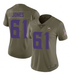 Women's Nike Minnesota Vikings #61 Brett Jones Limited Olive 2017 Salute to Service NFL Jersey