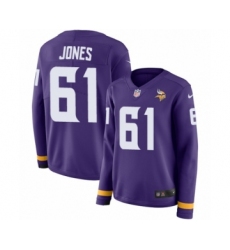 Women's Nike Minnesota Vikings #61 Brett Jones Limited Purple Therma Long Sleeve NFL Jersey