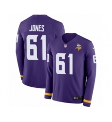 Youth Nike Minnesota Vikings #61 Brett Jones Limited Purple Therma Long Sleeve NFL Jersey