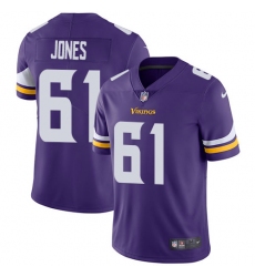 Youth Nike Minnesota Vikings #61 Brett Jones Purple Team Color Vapor Untouchable Limited Player NFL Jersey