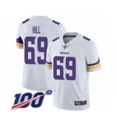 Men's Minnesota Vikings #69 Rashod Hill White Vapor Untouchable Limited Player 100th Season Football Jersey