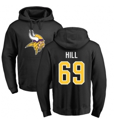 NFL Nike Minnesota Vikings #69 Rashod Hill Black Name & Number Logo Pullover Hoodie