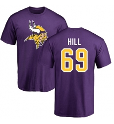 NFL Nike Minnesota Vikings #69 Rashod Hill Purple Name & Number Logo T-Shirt