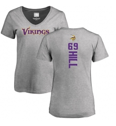 NFL Women's Nike Minnesota Vikings #69 Rashod Hill Ash Backer V-Neck T-Shirt