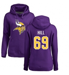 NFL Women's Nike Minnesota Vikings #69 Rashod Hill Purple Name & Number Logo Pullover Hoodie