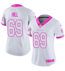 Women's Nike Minnesota Vikings #69 Rashod Hill Limited White Pink Rush Fashion NFL Jersey