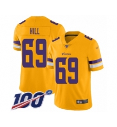 Youth Minnesota Vikings #69 Rashod Hill Limited Gold Inverted Legend 100th Season Football Jersey