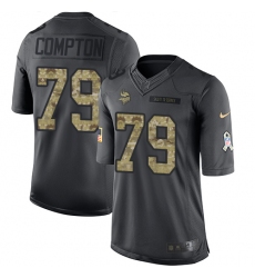 Men's Nike Minnesota Vikings #79 Tom Compton Limited Black 2016 Salute to Service NFL Jersey