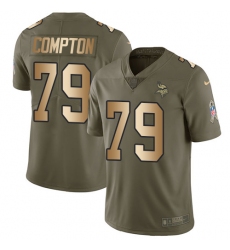 Men's Nike Minnesota Vikings #79 Tom Compton Limited Olive Gold 2017 Salute to Service NFL Jersey