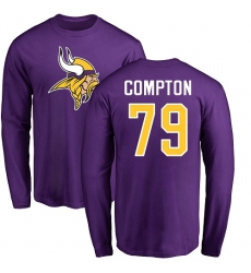 NFL Nike Minnesota Vikings #79 Tom Compton Purple Name & Number Logo Long Sleeve T-Shirt