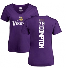 NFL Women's Nike Minnesota Vikings #79 Tom Compton Purple Backer Slim Fit T-Shirt