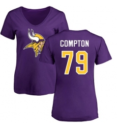 NFL Women's Nike Minnesota Vikings #79 Tom Compton Purple Name & Number Logo Slim Fit T-Shirt