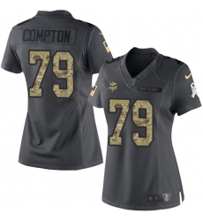Women's Nike Minnesota Vikings #79 Tom Compton Limited Black 2016 Salute to Service NFL Jersey