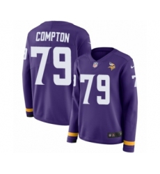 Women's Nike Minnesota Vikings #79 Tom Compton Limited Purple Therma Long Sleeve NFL Jersey