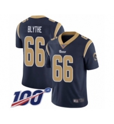 Men's Los Angeles Rams #66 Austin Blythe Navy Blue Team Color Vapor Untouchable Limited Player 100th Season Football Jersey