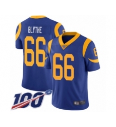 Men's Los Angeles Rams #66 Austin Blythe Royal Blue Alternate Vapor Untouchable Limited Player 100th Season Football Jersey