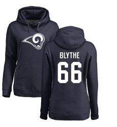 NFL Women's Nike Los Angeles Rams #66 Austin Blythe Navy Blue Name & Number Logo Pullover Hoodie