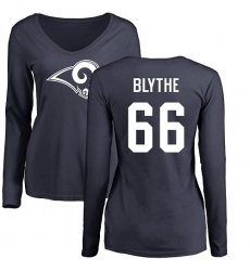 NFL Women's Nike Los Angeles Rams #66 Austin Blythe Navy Blue Name & Number Logo Slim Fit Long Sleeve T-Shirt