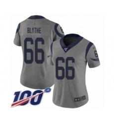 Women's Los Angeles Rams #66 Austin Blythe Limited Gray Inverted Legend 100th Season Football Jersey