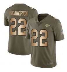 Youth Nike Kansas City Chiefs #22 Orlando Scandrick Limited Olive Gold 2017 Salute to Service NFL Jersey