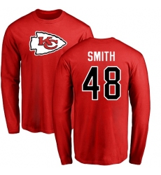 NFL Nike Kansas City Chiefs #48 Terrance Smith Red Name & Number Logo Long Sleeve T-Shirtt