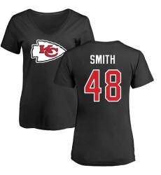 NFL Women's Nike Kansas City Chiefs #48 Terrance Smith Black Name & Number Logo Slim Fit T-Shirt