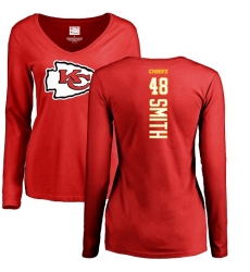 NFL Women's Nike Kansas City Chiefs #48 Terrance Smith Red Backer Slim Fit Long Sleeve T-Shirt