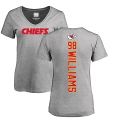 NFL Women's Nike Kansas City Chiefs #98 Xavier Williams Ash Backer V-Neck T-Shirt