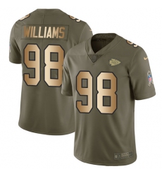 Youth Nike Kansas City Chiefs #98 Xavier Williams Limited Olive Gold 2017 Salute to Service NFL Jersey